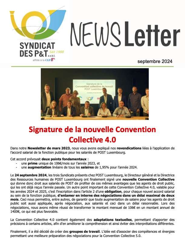 News septembre 2024 nouvelle convention collective